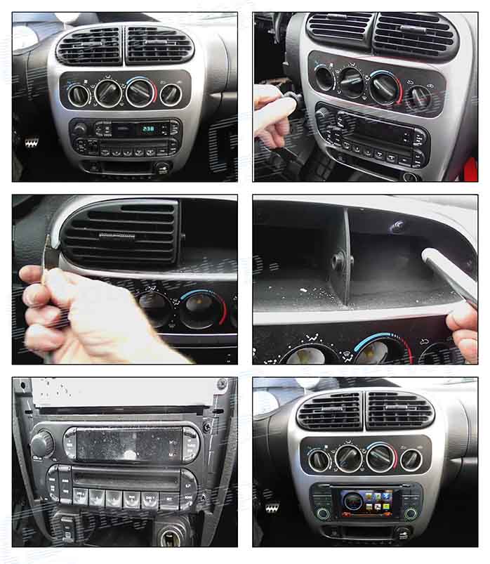 installation autoradio dodge Neon 2004 2005